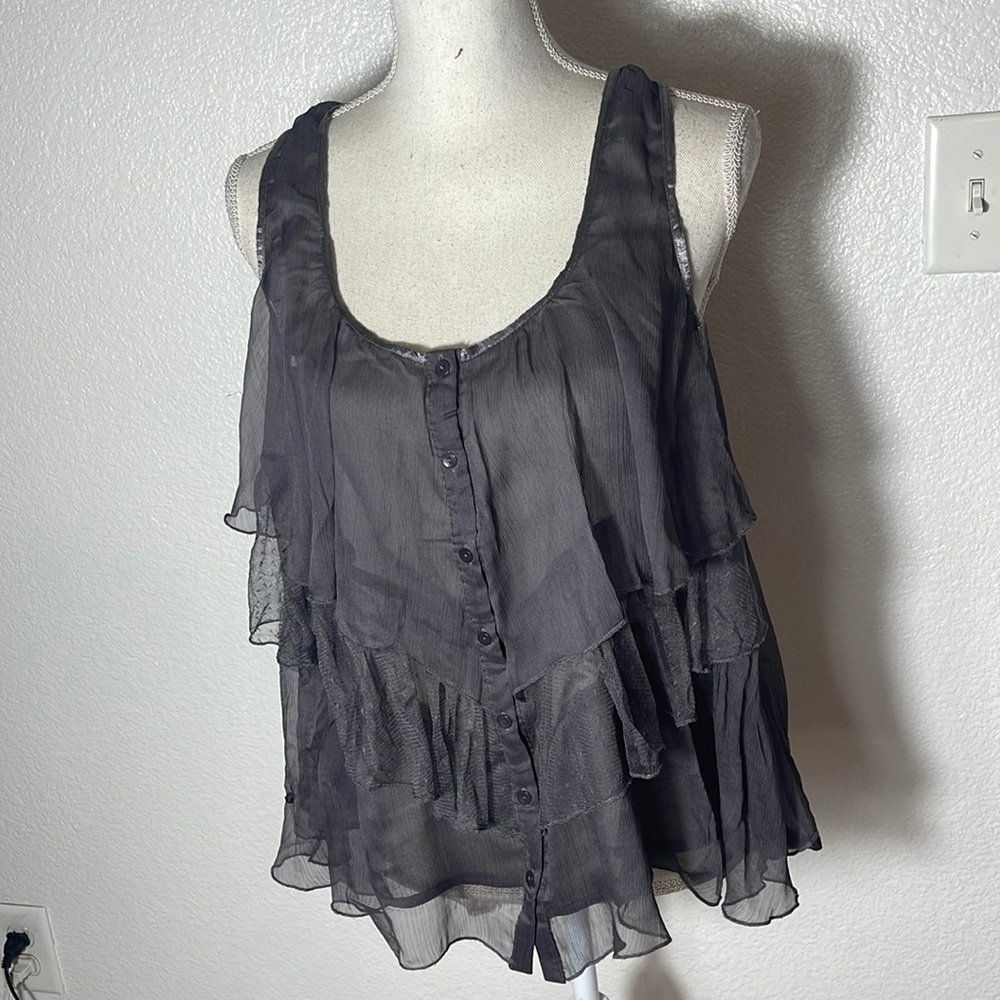 Ruffled sheer blouse top